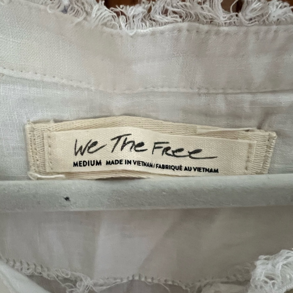 We The Free Cream Frayed Edge Blouse
